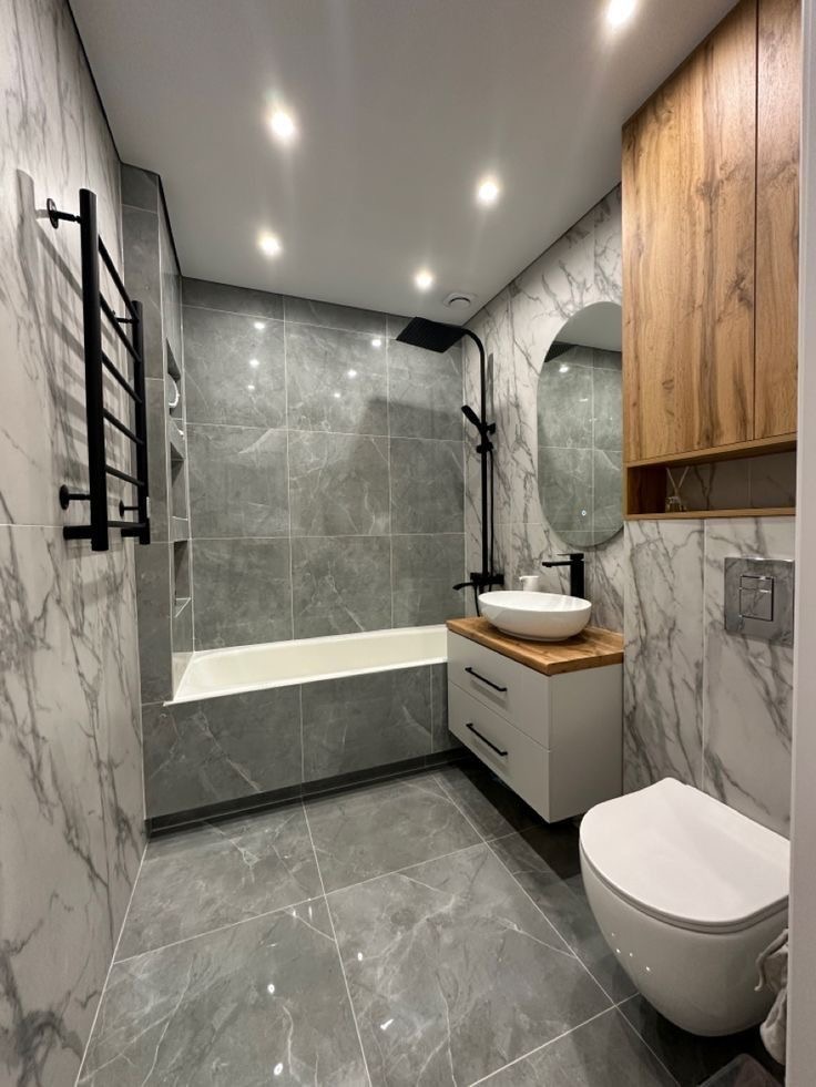 Modern turnkey bathroom finished by Alex Tile Master